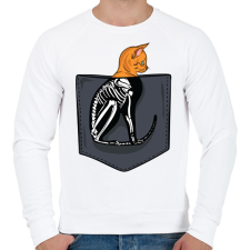 PRINTFASHION Macskás zsebminta - Férfi pulóver - Fehér férfi pulóver, kardigán