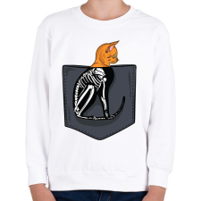 PRINTFASHION Macskás zsebminta - Gyerek pulóver - Fehér gyerek pulóver, kardigán