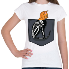 PRINTFASHION Macskás zsebminta - Női póló - Fehér