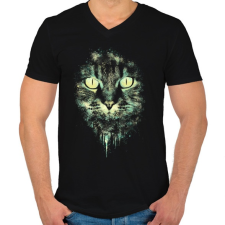 PRINTFASHION Macskaszemek - Férfi V-nyakú póló - Fekete férfi póló