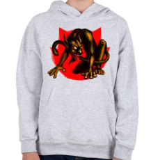 PRINTFASHION Macskaszörny - Gyerek kapucnis pulóver - Sport szürke