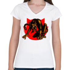 PRINTFASHION Macskaszörny - Női V-nyakú póló - Fehér