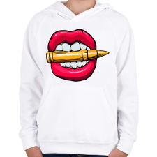 PRINTFASHION Mad lips - Gyerek kapucnis pulóver - Fehér gyerek pulóver, kardigán