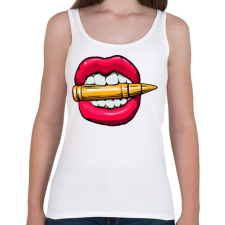 PRINTFASHION Mad lips - Női atléta - Fehér női trikó