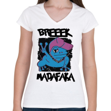 PRINTFASHION Madafaka - béka breeek - Női V-nyakú póló - Fehér női póló