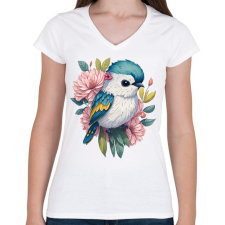 PRINTFASHION Madár bébi - Női V-nyakú póló - Fehér női póló