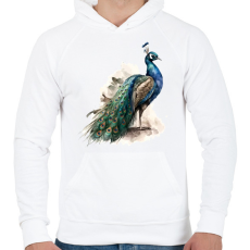 PRINTFASHION madár - Férfi kapucnis pulóver - Fehér