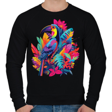 PRINTFASHION Madár  - Férfi pulóver - Fekete