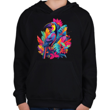 PRINTFASHION Madár  - Gyerek kapucnis pulóver - Fekete gyerek pulóver, kardigán