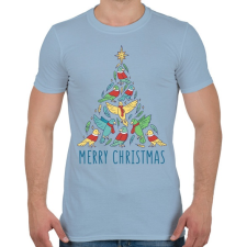 PRINTFASHION Madár karácsonyfa - Férfi póló - Világoskék férfi póló