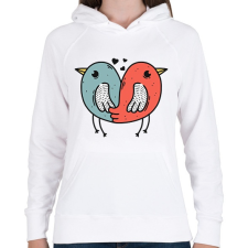 PRINTFASHION Madár szerelem - Női kapucnis pulóver - Fehér női pulóver, kardigán