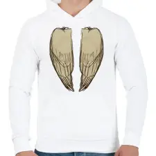 PRINTFASHION Madárszárny (zárt) - Férfi kapucnis pulóver - Fehér férfi pulóver, kardigán