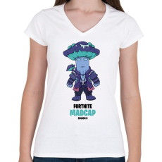 PRINTFASHION Madcap - Fortnite Season 8 - Női V-nyakú póló - Fehér