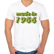 PRINTFASHION made-in-1956-green-grey - Férfi V-nyakú póló - Fehér férfi póló