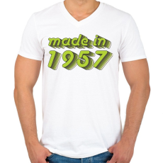 PRINTFASHION made-in-1957-green-grey - Férfi V-nyakú póló - Fehér
