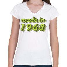 PRINTFASHION made-in-1968-green-grey - Női V-nyakú póló - Fehér
