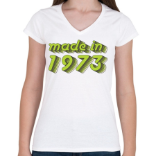 PRINTFASHION made-in-1973-green-grey - Női V-nyakú póló - Fehér női póló