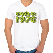 PRINTFASHION made-in-1975-green-grey - Férfi V-nyakú póló - Fehér férfi póló