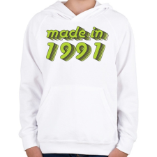 PRINTFASHION made-in-1991-green-grey - Gyerek kapucnis pulóver - Fehér gyerek pulóver, kardigán