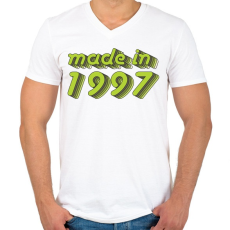 PRINTFASHION made-in-1997-green-grey - Férfi V-nyakú póló - Fehér