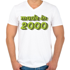 PRINTFASHION made-in-2000-green-grey - Férfi V-nyakú póló - Fehér férfi póló