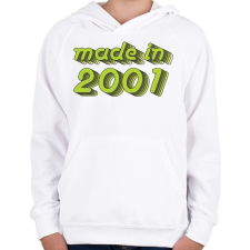 PRINTFASHION made-in-2001-green-grey - Gyerek kapucnis pulóver - Fehér gyerek pulóver, kardigán