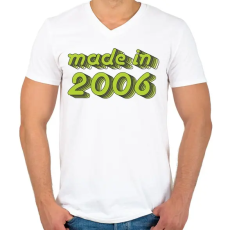 PRINTFASHION made-in-2006-green-grey - Férfi V-nyakú póló - Fehér