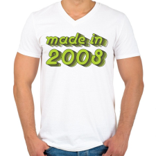 PRINTFASHION made-in-2008-green-grey - Férfi V-nyakú póló - Fehér férfi póló