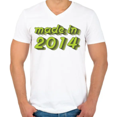 PRINTFASHION made-in-2014-green-grey - Férfi V-nyakú póló - Fehér