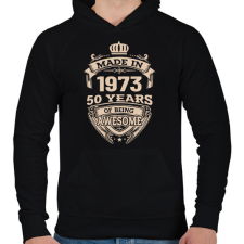 PRINTFASHION Made in - Évszámmal - Férfi kapucnis pulóver - Fekete férfi pulóver, kardigán
