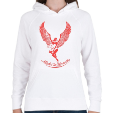 PRINTFASHION Made in heaven - Női kapucnis pulóver - Fehér női pulóver, kardigán