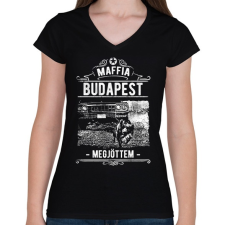 PRINTFASHION Maffia Budapest - Női V-nyakú póló - Fekete női póló
