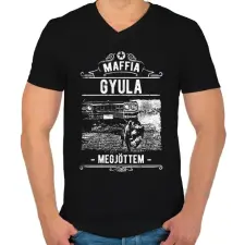PRINTFASHION Maffia Gyula - Férfi V-nyakú póló - Fekete férfi póló
