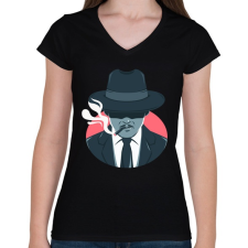 PRINTFASHION Maffia vezér - Női V-nyakú póló - Fekete női póló
