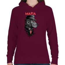 PRINTFASHION MAFIA - Női kapucnis pulóver - Bordó női pulóver, kardigán