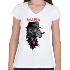 PRINTFASHION MAFIA - Női V-nyakú póló - Fehér női póló