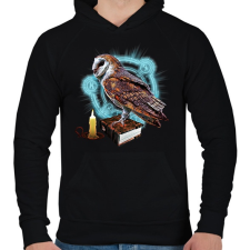 PRINTFASHION magic owl - Férfi kapucnis pulóver - Fekete férfi pulóver, kardigán