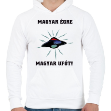 PRINTFASHION magyar égre magyar ufót - Férfi kapucnis pulóver - Fehér
