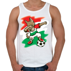 PRINTFASHION Magyar focis póló - Dabelő kutyával - Férfi atléta - Fehér