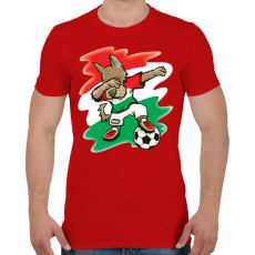 PRINTFASHION Magyar focis póló - Dabelő kutyával - Férfi póló - Piros