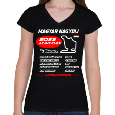 PRINTFASHION Magyar Nagydij 2023 - Női V-nyakú póló - Fekete női póló