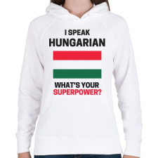PRINTFASHION Magyar szupererő - Női kapucnis pulóver - Fehér női pulóver, kardigán