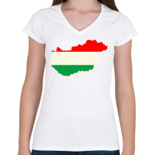 PRINTFASHION Magyar térkép - Női V-nyakú póló - Fehér női póló