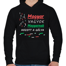 PRINTFASHION Magyar vagyok - Férfi kapucnis pulóver - Fekete