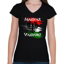 PRINTFASHION magyar vagyok minta - Női V-nyakú póló - Fekete női póló
