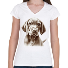 PRINTFASHION Magyar Vizsla - Női V-nyakú póló - Fehér női póló