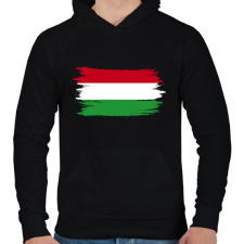 PRINTFASHION Magyar zászló - Férfi kapucnis pulóver - Fekete férfi pulóver, kardigán