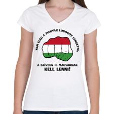 PRINTFASHION Magyarnak kell lenni! - Női V-nyakú póló - Fehér női póló