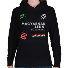 PRINTFASHION Magyarnak lenni - Női kapucnis pulóver - Fekete