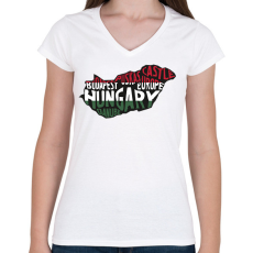 PRINTFASHION Magyarország szavak póló - Női V-nyakú póló - Fehér